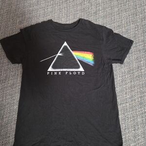 Pink Floyd Black Tee with Prism and Rainbow Graphic